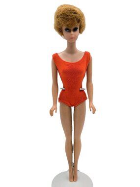 Blonde Bubblecut Barbie Doll #850 Vintage 1961 Orange Swimsuit Mattel Read